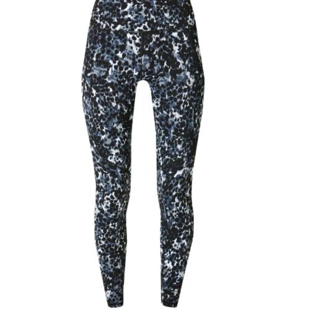 Sweaty Betty Power Workout Legging Small Full Length Gray Dapple Print EUC!